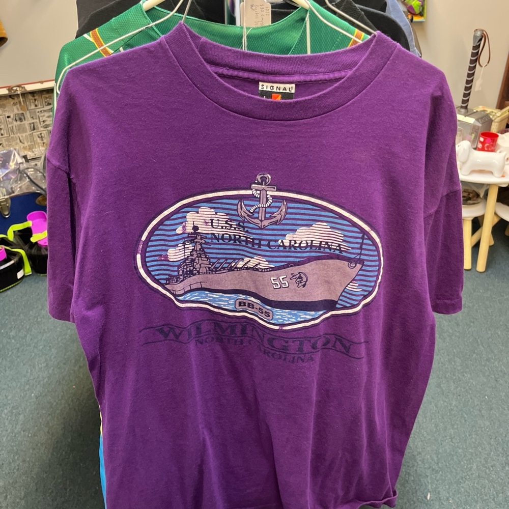 Vintage 90s Battleship USS North Carolina T-Shirt Size Large Made In USA